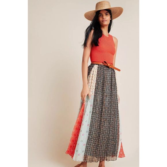 NWT Anthropologie Verb Pallavi Singhee Margot Pleated Floral Maxi Skirt Size 8 - Picture 2 of 11